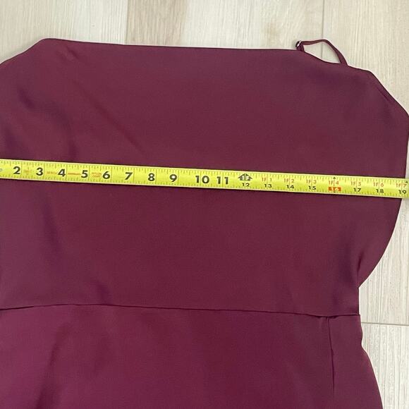 Satin Slip Cowl Neck Dress Midi Burgundy Sz L Adjustable Staps - Picture 10 of 10